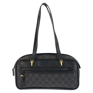 GUCCI 92729 Shoulder Bag Black Black Gold Hardware GG canvas/leather GG - Picture 1 of 10