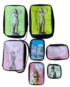 VTG Benefit Cosmetic Bag Lot of 7 Lucious Lana, Bermuda Betty, Etc Various Sizes - Picture 1 of 18