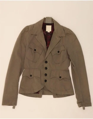 DIESEL Womens Military 4 Button Blazer Jacket UK 12 Medium Khaki Cotton RQ10 - Image 1 of 3