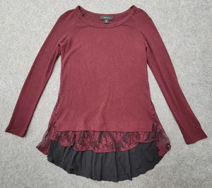 Top tejido rojo Karen Kane para mujer talla XS ribete de encaje hecho en EE. UU. - Imagen 1 de 5