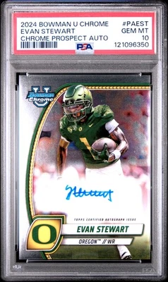 Evan Stewart 2024 Bowman University Chrome Base Auto Oregon PSA 10 - Image 1 of 2
