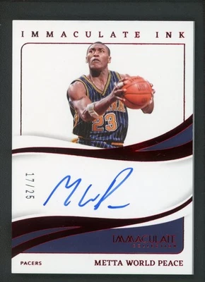 2023-24 METTA WORLD PEACE 17/25 AUTO PANINI IMMACULATE COLLECTION IMMACULATE INK - Image 1 of 2