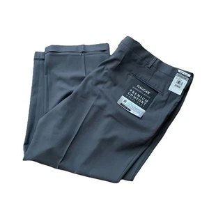 Pantalone Haggar uomo grigio vestibilità classica plissettato vita espandibile 50x29 orlo polsino nuovo con etichetta - Foto 1 di 9
