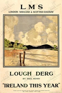 Lough Derg Ireland Paul Henry c.1927 LMS Railway Travel Poster Wall Print - Picture 1 of 6