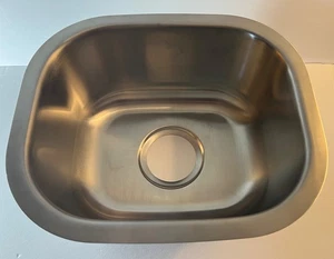 Stainless Steel Small Single Bowl Kitchen Bar Prep Sink Size 15"x 12-1/2" - Picture 1 of 7