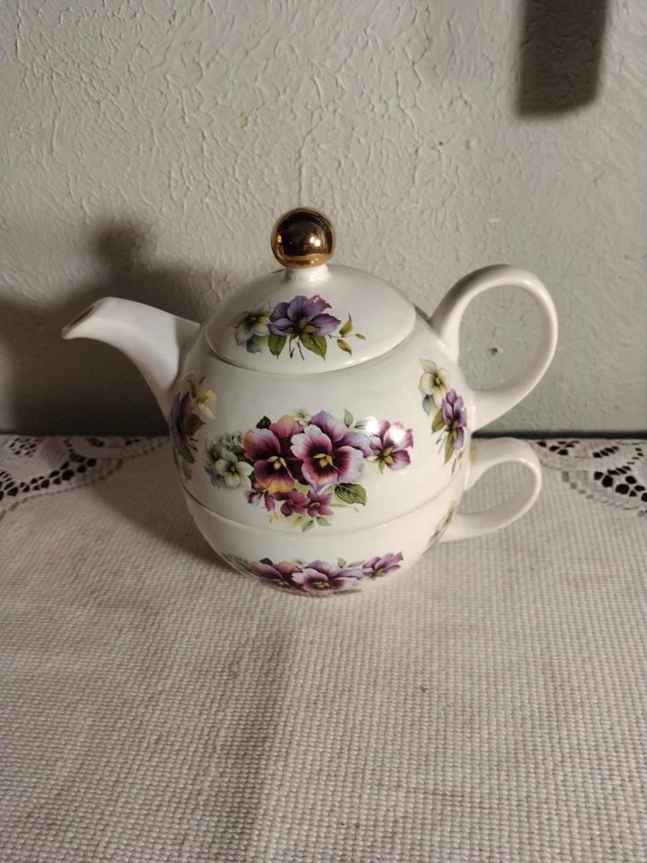 Tetera pequeña apilada de porcelana Arthur Wood & Son Staffordshire Inglaterra # 6426 Foto 1 de 4