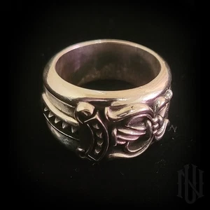 𝘼𝙪𝙩𝙝𝙚𝙣𝙩𝙞𝙘 ♰ Chrome Hearts ♰ .𝟗𝟐𝟓 𝖘𝖎𝖑𝖛𝖊𝖗 dagger ring 7.5 - Picture 1 of 5