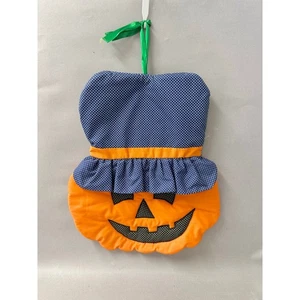 Vintage Halloween orange mit Tupfen Jack-o'-Laterne gesteppt Wandbehang - Bild 1 von 17