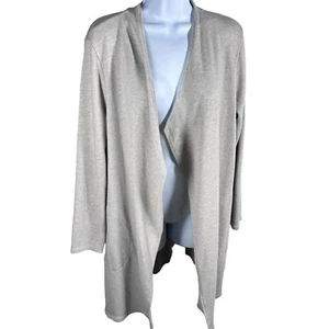 J.Jill Pure Jill Women’s Sz MP Long Asymmetrical Open Front Tan Cardigan Sweater - Picture 1 of 9