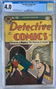 Detective Comics #106 (1945) CGC 4.0; Bob Kane and Dick Sprang Art; Cracked Case - Bild 1 von 3