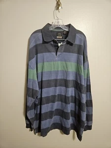 Cotton Trader Mens Blue Striped Long Sleeve Polo Shirt Collared Size 3XLT - Picture 1 of 11