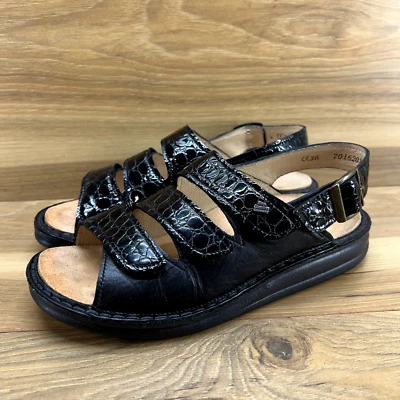 Finn Comfort Womens Sandals 5.5 EU 36 Sylt Black Leather Slingback Comfort - Image 1 of 4