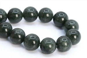 11-12MM Genuine Natural Deep Green Rutilated Quartz Grade AA Round Loose Bead 8" - Bild 1 von 3
