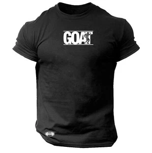 G.O.A.T T Shirt Gym Clothing Bodybuilding Training Workout Exercise Fitness Top - Picture 1 of 18