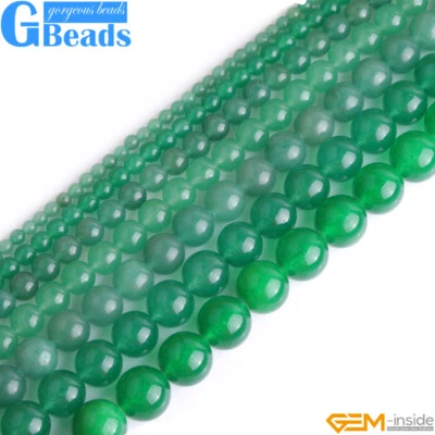 Natural Green Aventurine Jade Gemstone Round Beads Free Shipping Strand 15" - Image 1 of 4