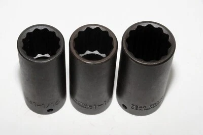 (3) Proto 1/2"Drive 12pt Black Oxide Deep Impact Sockets-1-1/16", 1-1/8", 1-1/4" - Image 1 of 4