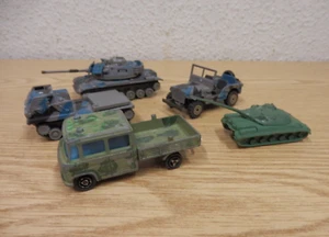 Raccolta Modello 3 Carro Armato, 1 Jeep E 1 Camion Majorette Francia Vintage - Foto 1 di 4