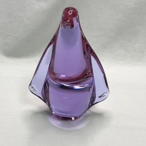 Vintage Murano Style Purple Art Glass Penguin Paperweight / 6" - Picture 1 of 20