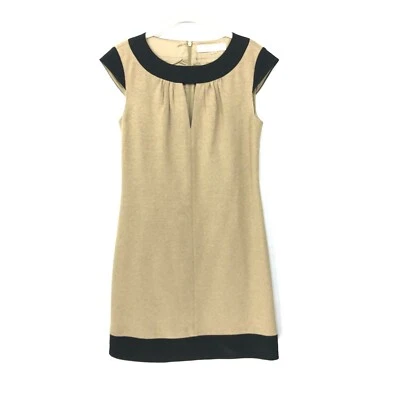 Vestido Trina Turk Peggy Ponte Vestido Cambio Cerradura Beige Negro Talla 2 Foto 1 de 4