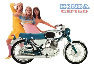 HONDA Poster CB160 1960's 1965 1966 1967 1968 1969 1970 Suitable 2 Frame - Picture 1 of 1