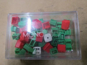 Plastic Monopoly Box with Dice Red Hotels Green Houses - Picture 1 of 2