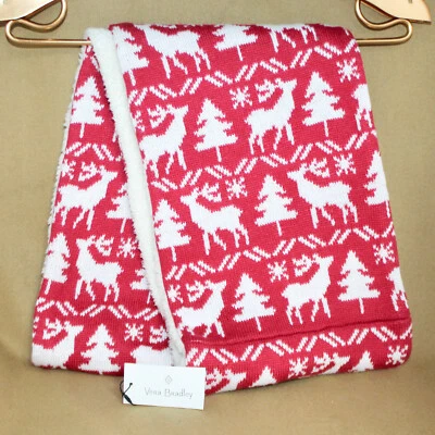 VERA BRADLEY Cozy Cowl Reindeer Intarsia Knit Infinity Scarf Red White 9" Wide - Image 1 of 2