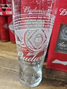 Single Budweiser Pint Beer Glass 20oz Brand New - Picture 1 of 2