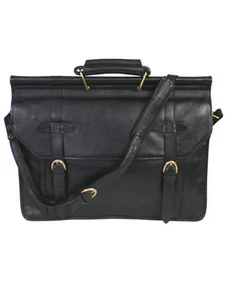 Scully H164 Hidesign Black Flap Over Laptop Briefcase - Picture 1 of 6