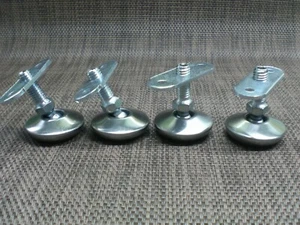 4 Stück Edelstahl Gewinde M8 Möbelfüße mit Montageplatte  Chrom Stellteller - Picture 1 of 6