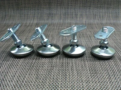 4 Stück Edelstahl Gewinde M8 Möbelfüße mit Montageplatte  Chrom Stellteller - Bild 1 von 4