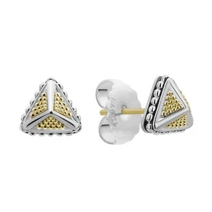 LAGOS KSL Small Pyramid Stud Earrings in Sterling Silver & 18K Yellow Gold - Picture 1 of 3