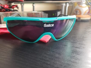 🔥🚨Vintage 80s 90s Salice Sunglasses Shield Teal Turquoise Desingner NOS Purple - Picture 1 of 10