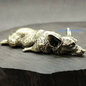 Estatua de perro de latón macizo adorno animales estatuillas juguetes casa escritorio decoración - Imagen 1 de 6