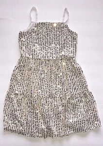RARE EDITIONS Dress Girl Size 16 White & Gold Sequin Sparkling Knee Length Dress - Picture 1 of 7