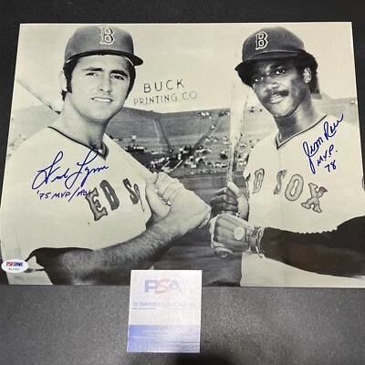 Fred Lynn and Jim Rice Signed Boston Red Sox 11x14 Photo PSA /Dna - Image 1 of 3