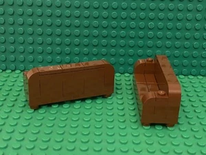 Lego 2 Prebuilt City Mini Figures Reddish Brown Couch Sofa / Home Furniture - Picture 1 of 2