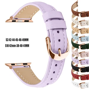 Women Strap Slim Leather Band for Apple Watch 10 9 8 7 SE 38/40/41/42/44/45/49mm - Picture 1 of 202