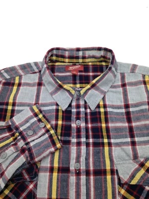 $95 Аризона Jean мужчин регулярный крой серый синий красный клетку длинным рукавом платье рубашка Xxl - Изображение 1 из 3