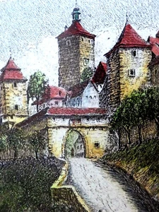Geissendorfer Original Etching Hand Colored Signed Rothenburg Original Rad v Ge - Picture 1 of 11