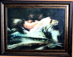Original Ölgemälde auf Leinwand ""Liebhaber bei Nacht"" gerahmt und signiert - Bild 1 von 4