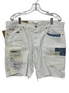 Polo Ralph Lauren Men Size 36 Sullivan Slim Denim Shorts White Blue Distress NWT - Picture 1 of 8
