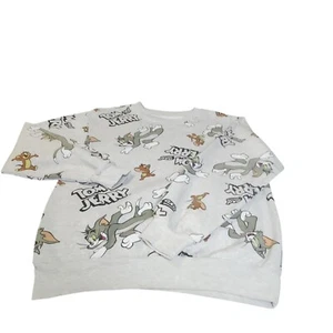 Tom and Jerry Women AOP Gray Double Sided Graphic Sweatshirt Size Small 3/5 Cozy - Picture 1 of 8