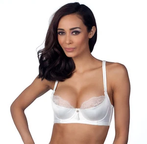 Affinitas Parfait Tamara Half Lace Shiny Satin Light Padded Balconette Bra 5921 - Picture 1 of 5