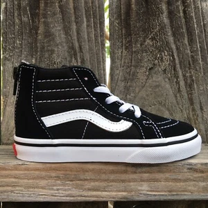 Vans Off the Wall Toddler Shoes Size 5 SK8 Hi Zip Kids Black Leather Canvas - Picture 1 of 11
