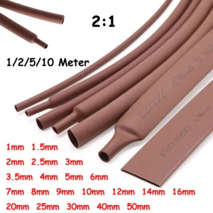 Tubo termorretráctil marrón 2:1 diámetro 1 mm-50 mm tubo termorretráctil 1/2/5/10 metros - Imagen 1 de 7
