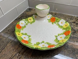 Vintage Geo Lefton Daisy Chip Dip Plate RARE - Picture 1 of 2