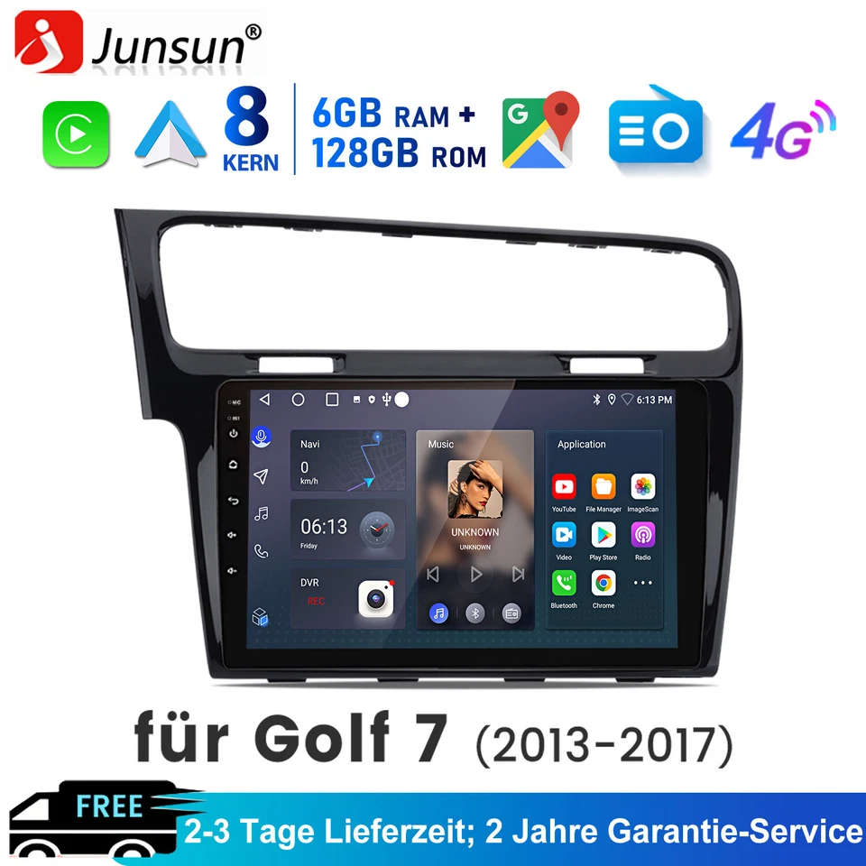 DAB+ Für VW Golf 7 VII 2013-2020 8-Kern Android 14 Autoradio Carplay GPS 4G DAB+ - Bild 1 von 4