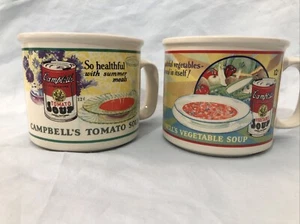Campbells Soup Mugs Westwood VTG 1993 Set of 2 Tomato Soup Vegetable Soup 14 oz - Picture 1 of 18
