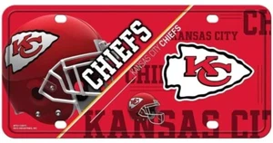 Kansas City Chiefs Split Design Metal License Plate 6” X 12” Auto Tag Fan Gift - Picture 1 of 1