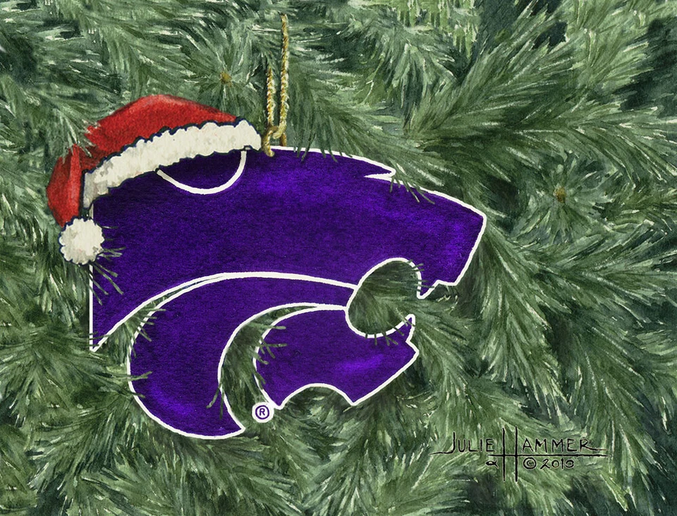 KSU Ornament 8x10 double-matted Watercolor Art Print by artist Julie Hammer - Image 1 of 1